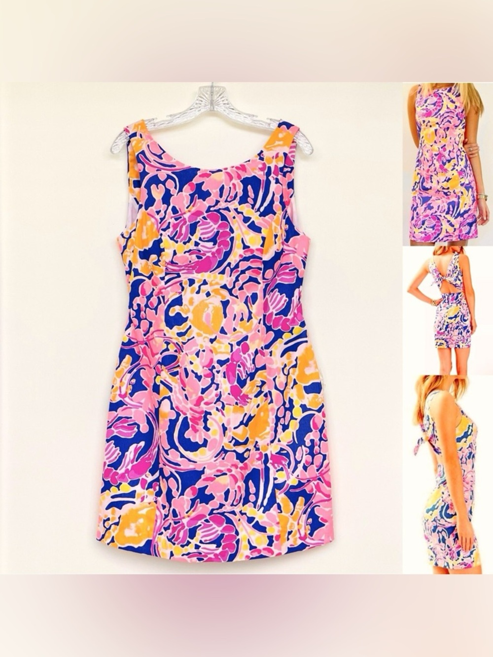 Lilly Pulitzer Courtney Shift Mini Dress Women’s Size 6 Open Back Built in Bra